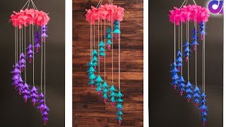 Diy Wind Chime With Beautiful Paper Flowers Wall Hangingpaper Craft