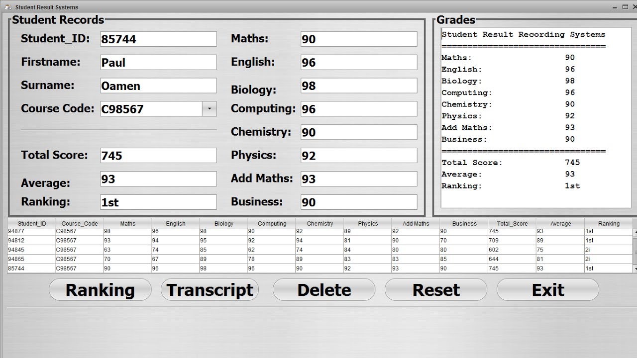 Result java. Grading System.