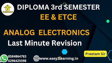 Diploma 3rd semester suggestion For EE & ETCE | Analog Electronics Last Minute Revision |