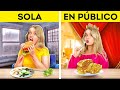 SOLA VS. EN PÚBLICO || ¡Cómo convertirse en princesa! Buenos VS. malos modales por 123 GO! FOOD