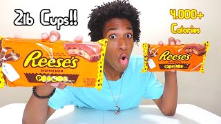 2lb GIANT Reese's Peanut Butter Cups Challenge (4,480 Calories)