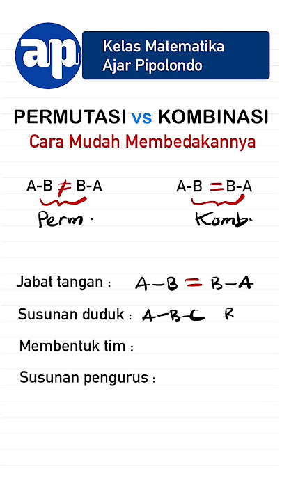 Tips Cara Mudah Membedakan Permutasi dg Kombinasi #shorts #permutasi #kombinasi