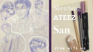 Fill my Sketchbook with me: Drawing Ateez San! + art tips #ateez