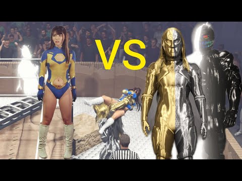 Narumi Okawa VS Gold/Silver & B/W Monster(WWE2K23)