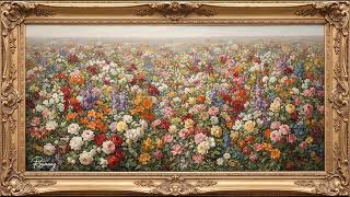 Endless Field of Flowers | Oil Painting | Art for Your TV | 4K Framed Screensaver | 2 Hours screenshot 5