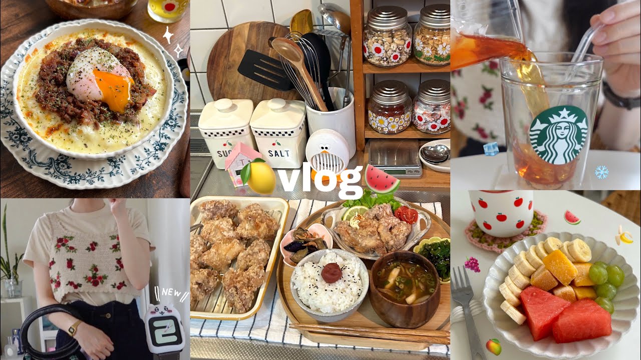 vlog》おうち大好き社会人のおうちごはん記録🍙｜塩唐揚げ🍗｜ミートリゾット🍅｜春巻きの皮アレンジ🍫｜野菜もりもりスープ🥣｜購入品紹介etc…