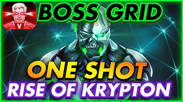 KOAAM and Raven vs Boss Grid One Shot | Rise of Krypton Heroic 5 | Injustice 2 Mobile