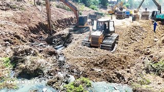 EP2 Mastering Concrete Canal Building Technology Dozer Paving Foundation, Exca Trimming Slope