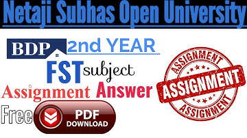 NSOU BDP FST Assignment Answer 2ND Year // Eree Assignment FST 2020