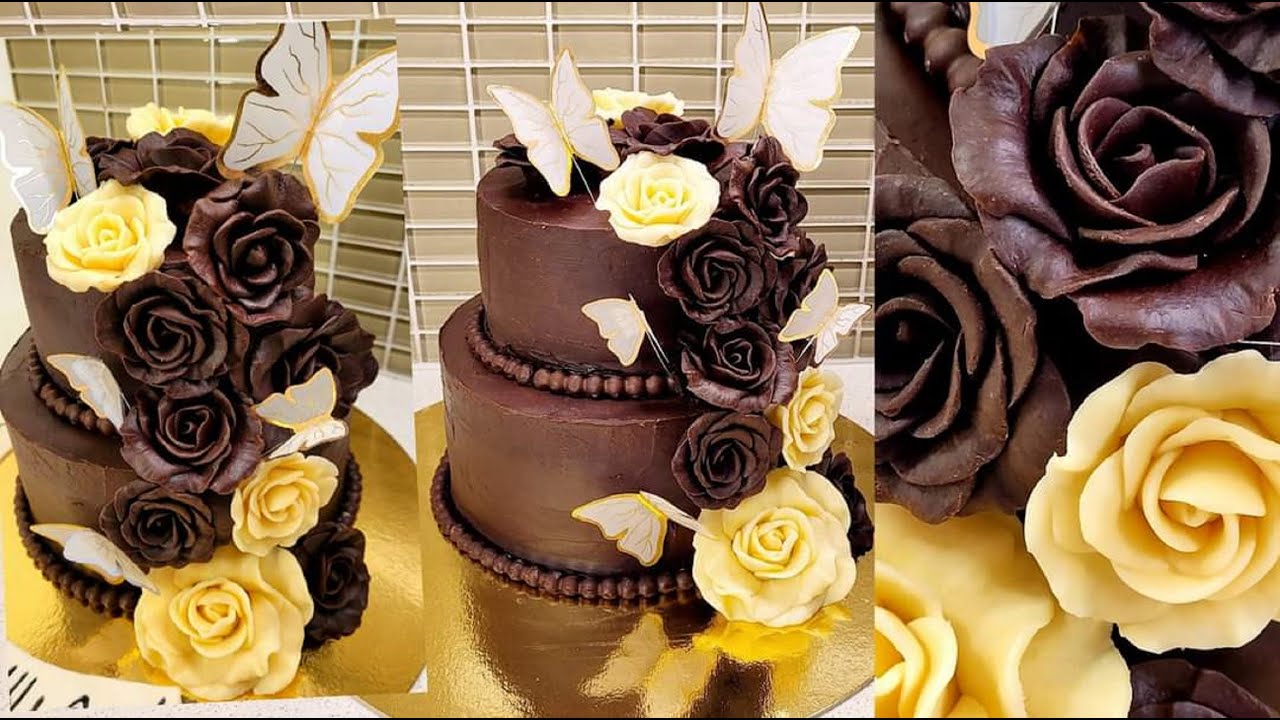 طريقة عمل ورد من عجينة الشوكولا لتزيين الكيكات