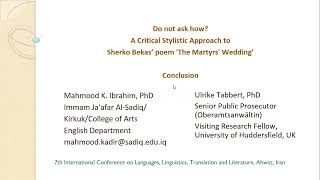 Do not ask how? - A Critical Stylistic Approach to Sherko Bekas’ Poem 'The Martyrs’ Wedding'