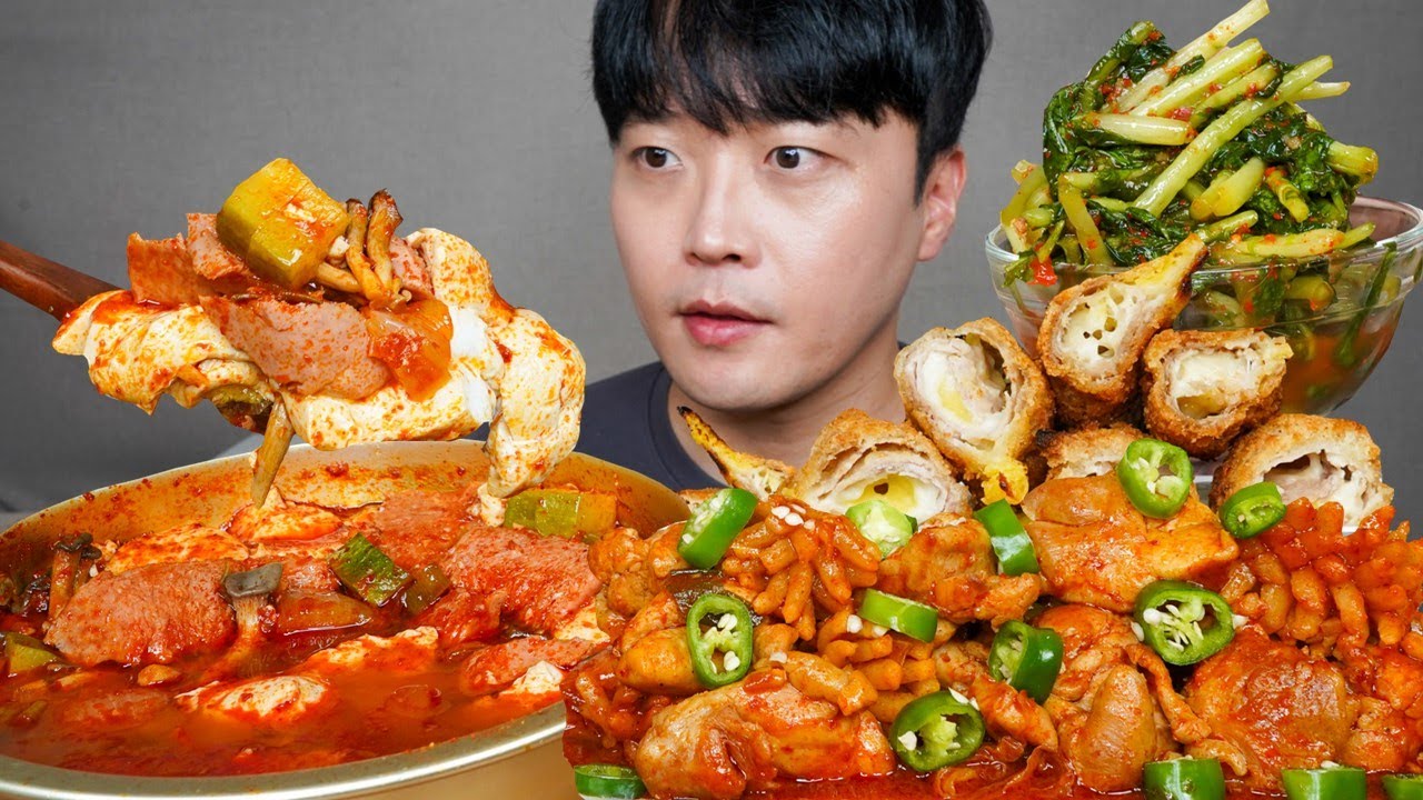 [와차밥] 순두부찌개 땡초오징어볶음 고구마치즈돈까스 열무김치 먹방 Korean Home Food ASMR MUKBANG REAL SOUND EATING