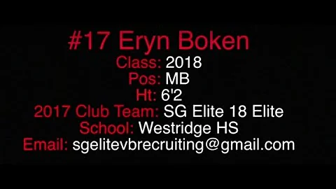 Eryn Boken - Class of 2018 - MB - Skills Tape