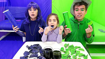 Purple VS Green 24 Hour Food Challenge | Nastya Artem Mia