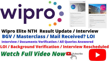 Wipro Result Update / Elite NTH Hiring / LOI Received / Documents Verification / Interview Update