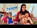 Nargis' effort: to pick the seeds of sweet moments of twins waiting for their mother