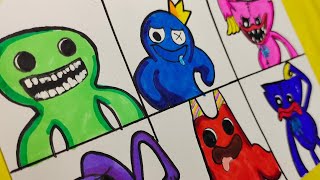 DRAWING RAINBOW FRIENDS vs Poppy Playtime vs GARTEN OF BANBAN|Huggy Wuggy vs Friday Night Funkin(FNF