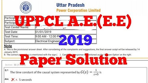 UPPCL A.E. Solved Paper 2019 Electrical Engineering ||