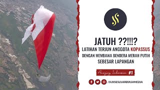 JATUH ?!!!? Latihan Terjun Payung Kopassus Membawa Bendera 53 M (Cam 1)