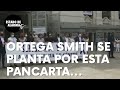 Javier Ortega Smith planta a Almeida y se aparta de esta pancarta del Ayuntamiento de Madrid