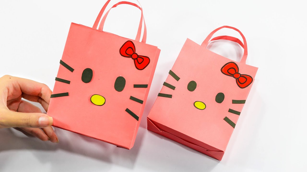 How to make Paper Bag/ DIY Hello kitty Paper Bag/ Gift bag - YouTube