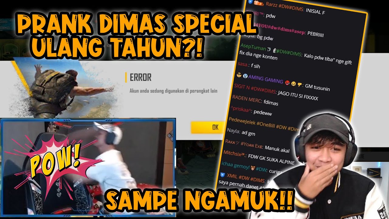 PRANK TABRAK AKUN DIMAS SAAT LIVE STREAMING?? AUTO NGAMUK CUKK!! - 