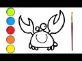 How to draw a crab easy for your baby. Coloring with poster paints.