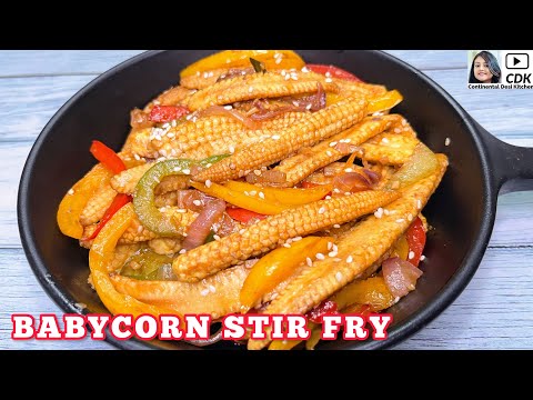 BABY CORN STIR FRY | Stir Fry Baby Corn | Vegetarian Party Starter | Chinese Style Baby Corn Recipe