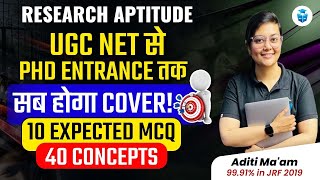 Research Aptitude 10 Expected MCQs & 40 Concepts by Aditi Mam | Paper-1 UGC NET | PHD Entrance 2024