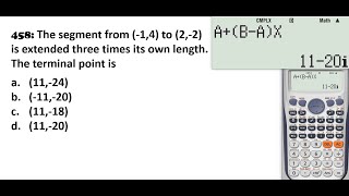 Problem No. 458. The segment from (1,4) to (2,2) is extended 3 times its own length. The terminal ..