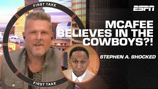 Stephen A. Smith QUESTIONS Pat McAfee for saying he 'BELIEVES IN THE COWBOYS' 🤠 | First Take