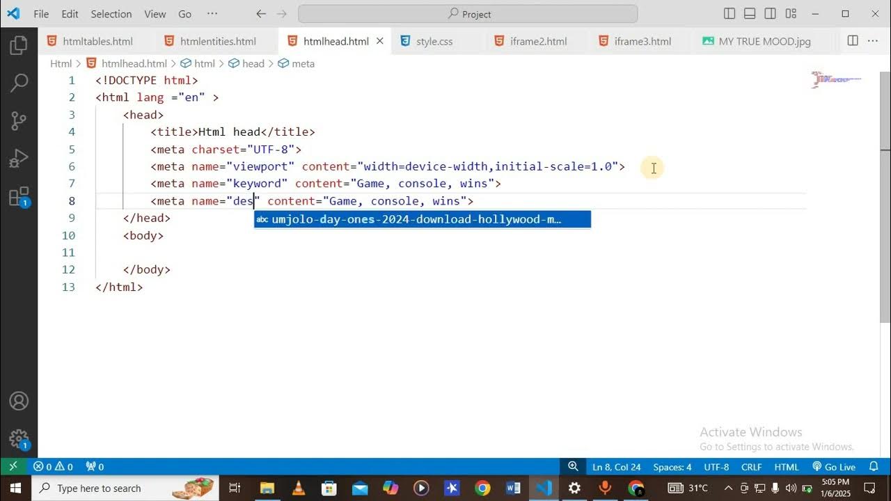 HTML Head element and meta data explanation - YouTube