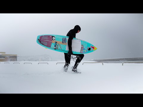 SURFING IN A FREEZING SNOWSTORM!