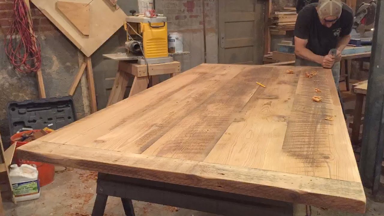 Reclaimed Wood Trestle Table Build, Part 4 - YouTube