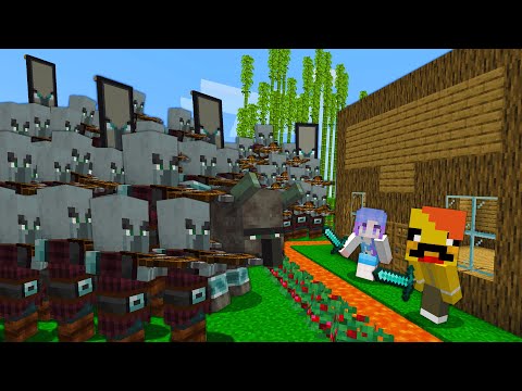 「약탈자 군대 <strong>VS</strong> 그냥 집」 여긴 주민마을이 아닌데요? [ 몬스터막기 ] Looter army <strong>defense</strong> in minecraft