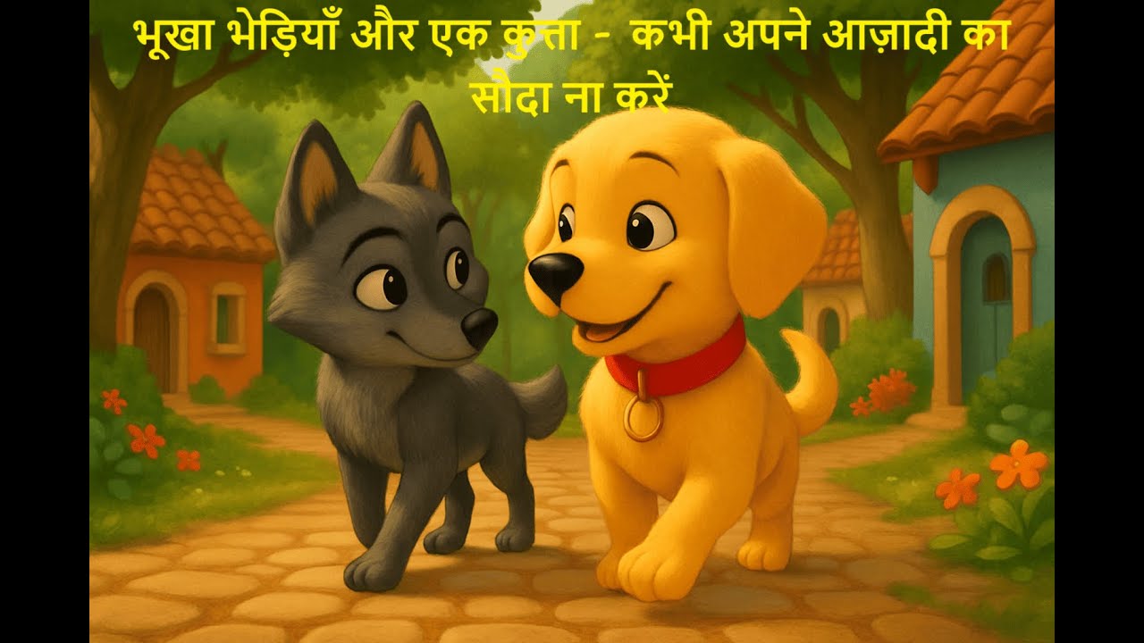 Hindi Moral Story - Hungry Wolf and Dog | Inspiring Motivational Animated Stories for Kids
