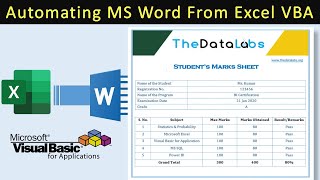 Fully Automated Student Marks Sheet (Transfer Data from Excel to Word)  A Step By Step Tutorial