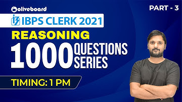 IBPS Clerk Reasoning 2021 | 1000 Reasoning Questions for IBPS Clerk Prelims 2021 | Rohit Sir #03
