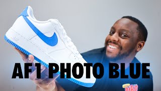 Nike Air Force 1 White Photo Blue On Foot Sneaker Review QuickSchopes 646 Schopes FJ4146 103