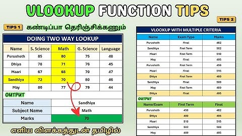 VLOOKUP Function Tips in Tamil | Excel VLOOKUP Function with Multiple Criteria | Two Way Lookup