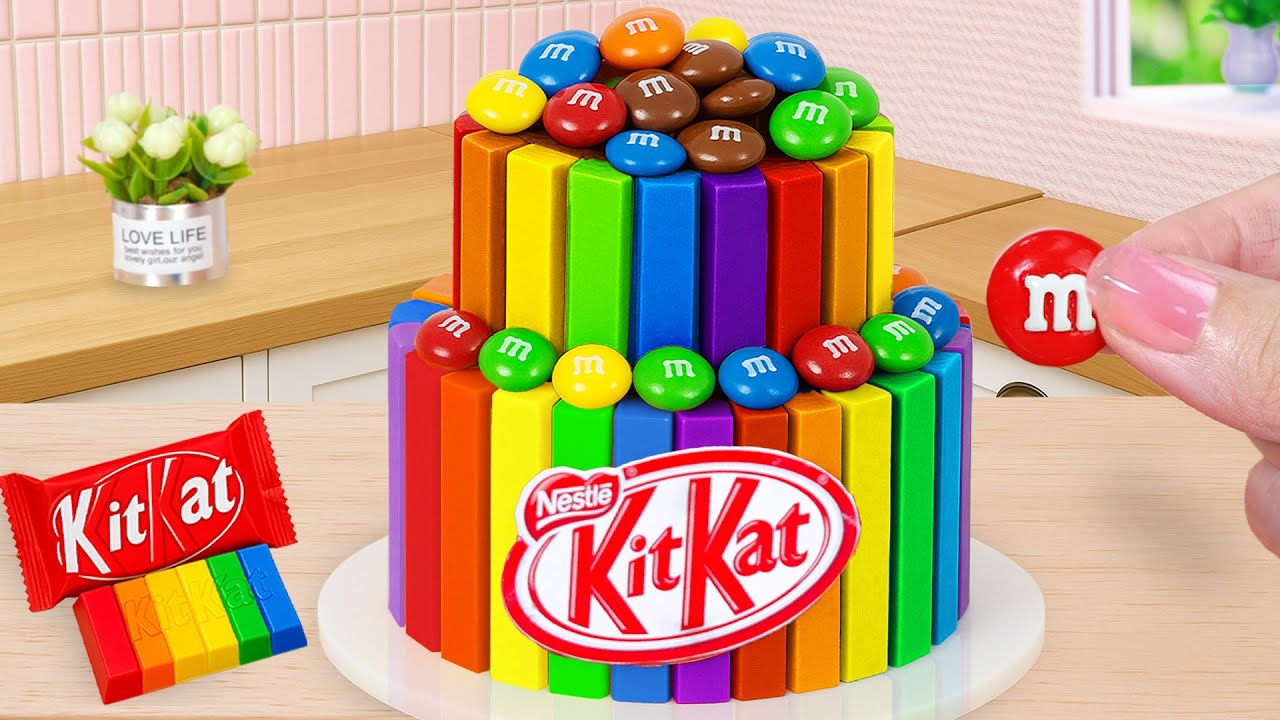 Как приготовить радужный торт KitKat 🍫🌈 | Расслабляющий мини-торт ASMR | Милые мини-выпечки
