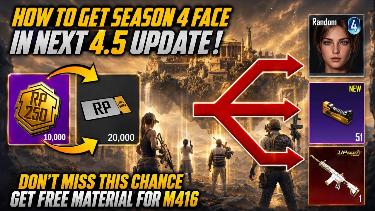 😱 Free Upgraded Gun Skin And Free Materials For New Gun | Season 4 Face Coming In Next Season |PUBGM