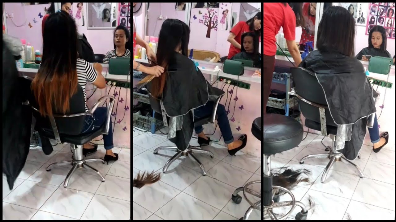 YAYA POTONG RAMBUT PANJANG JADI BOB  SEBAHU YAYA CUTTING 