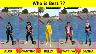 ALOK VS SANTINO VS KELLY VS TATSUYA VS DASHA SPEED ABILITY TEST IN FREE FIRE || GARENA FREE FIRE