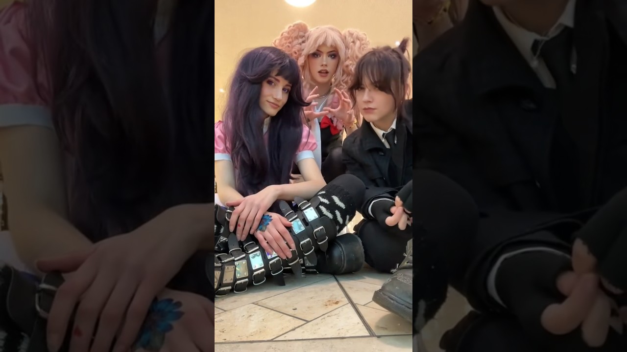 mikan, junko & AKI!!! #cosplay #cosplayer # #coloredcontacts #danganronpa #chainsawman #csm