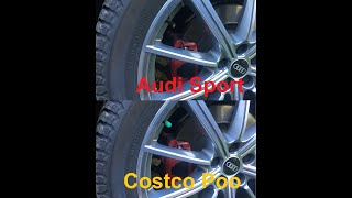Replacing Costco ugly green Tire Dust Caps Valve Caps with Audi Sport ones Audi Tire Valve Caps