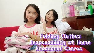 Helping my mom fold the clothes|Household Chores | Responsibility at Home