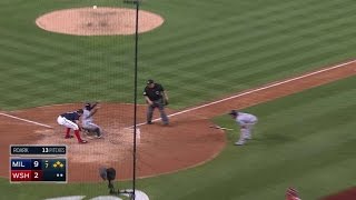 MIL@WSH: Brewers plate two runs on a sac fly, error