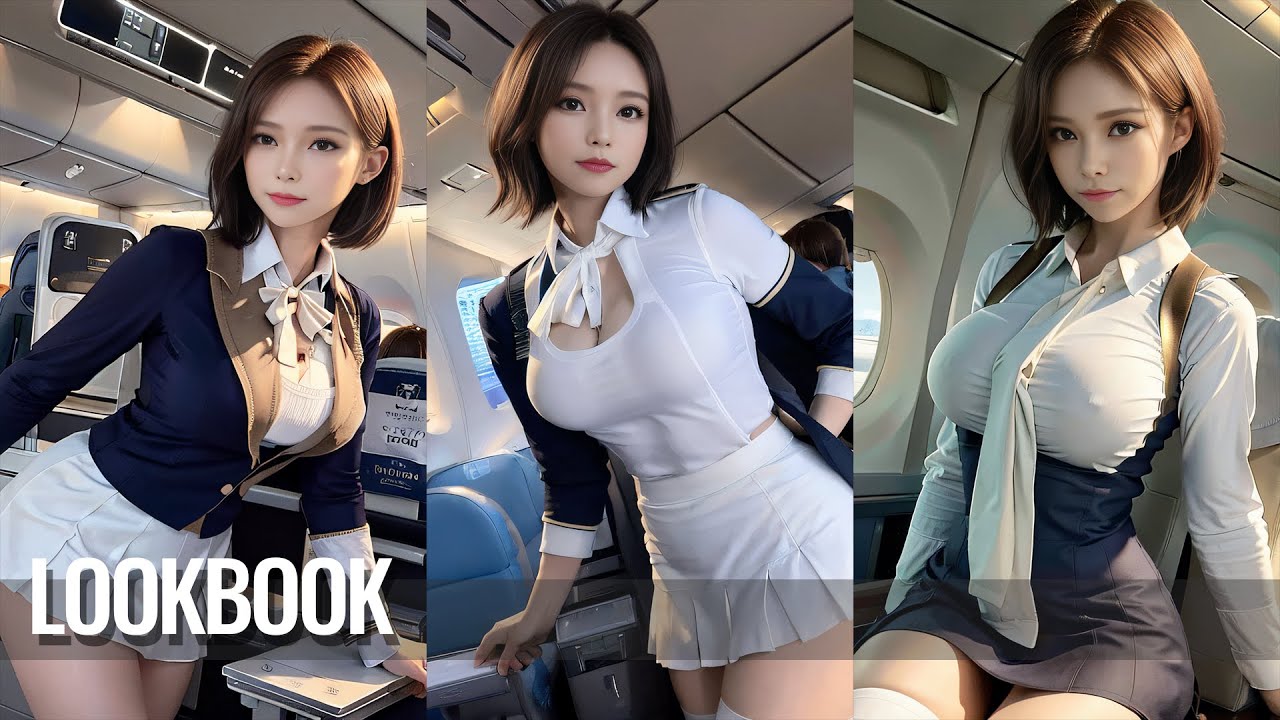 4K Girl's Daily LOOKBOOK | cosplay stewardess uniform (AI ART) - YouTube