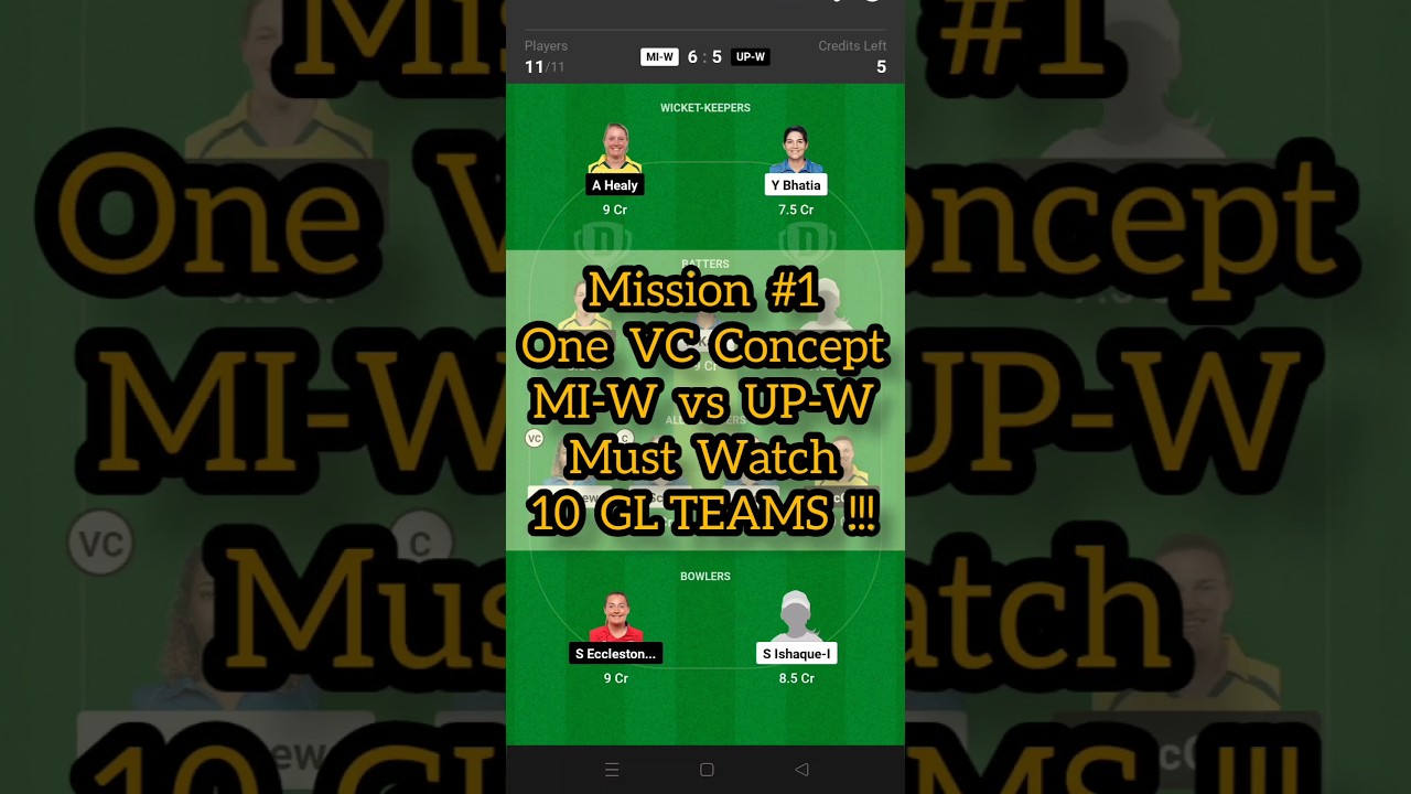 MI-W VS UP-W DREAM11 TEAM PREDICTION 🔥